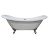 Cambridge Plumbing Extra Large Acrylic Double Slipper Clawfoot Tub, Brushed Nickel Feet and Deck Mount Faucet Holes ADESXL-DH-BN